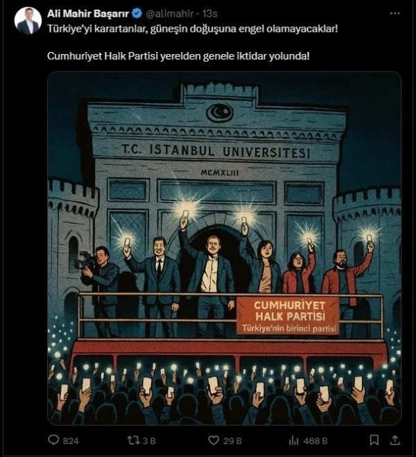 CHP’li Ali Mahir Başarır’dan skandal paylaşım: İstanbul Üniversitesi kapısındaki Fetih Suresi ile Abdülaziz'in Tuğrası'nı sildi!